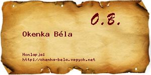 Okenka Béla névjegykártya